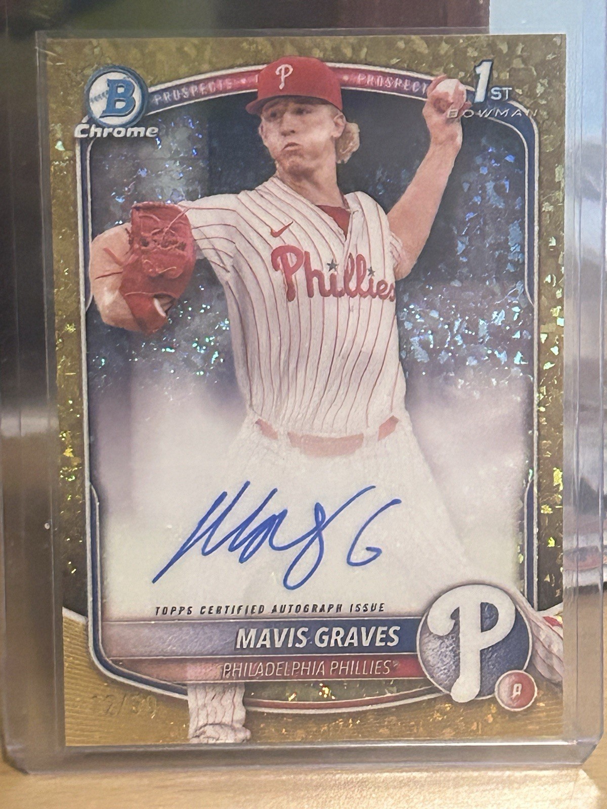 MAVIS GRAVES 2025 BOWMAN CHROME 1ST GOLD MINI DIAMOND AUTO /50