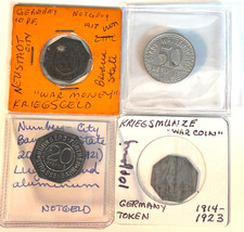 Notgeld Lot x4 1917 1919 1920 1921 10, 20, 50, 10 Pfennigs Germany Nürnberg UNC