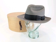 Vintage Tardan Size 59 Large 7 3/8 Mexico Gray 5X Beaver Felt Fedora Hat Box