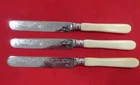 Antique Butter Knives Ornate Blades x 3 Silver Plate England Vintage