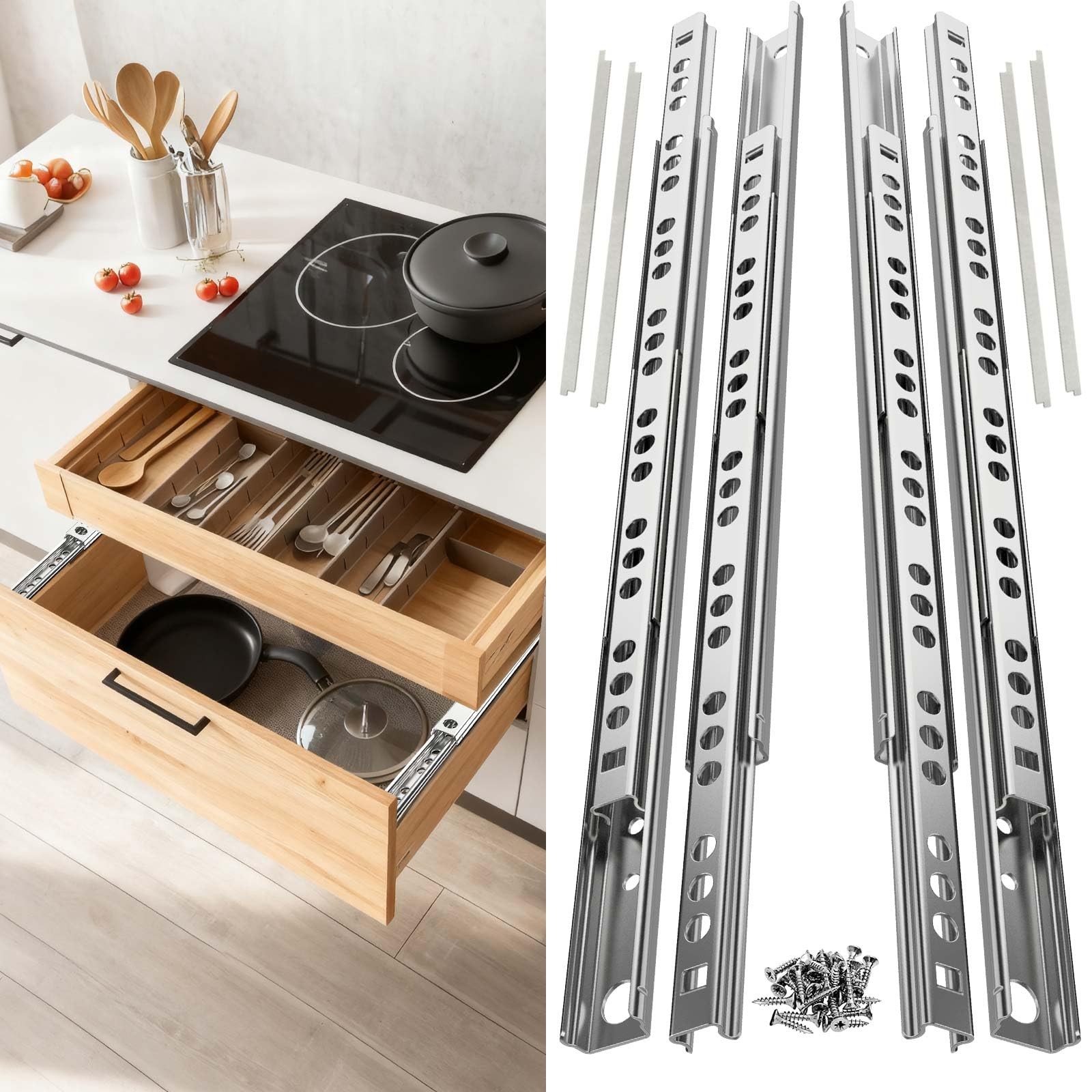 10 Inch, 2-way Slide Track Rail - Low Profile Metal Ball B...