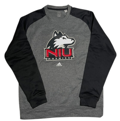 NIU Huskies Adidas ClimaWarm Crewneck Sweatshirt Gray/Black Men s Large NEW