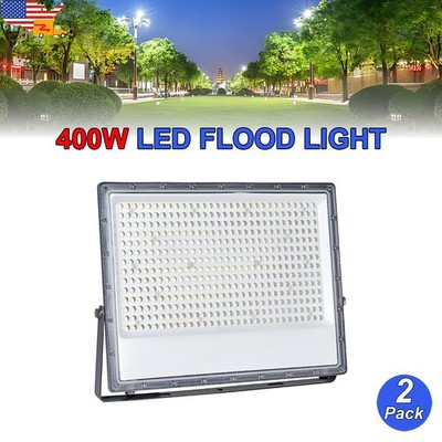 2PCS LED Flood Light Spotlight 400W Led BackYard Dock Stadium Lights 48000Lumens