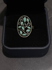 Turquoise Vintage Filigree 925 Sterling Silver Ring Size 7