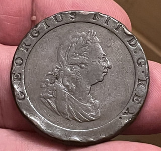 Cincin19 Interesante I Penique Ingles (rueda de Carro) 1797 Jorge III pesa 27 29