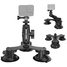 Heavy Duty 1/4" Screw Triple Suction Cup Car Mount Holder for GoPro DJI DSLR