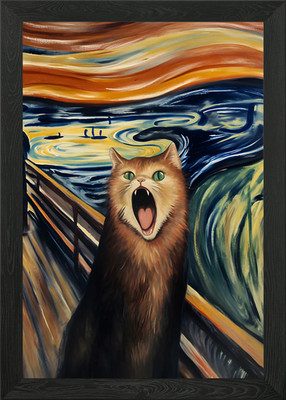Die schreiende Katze Gerahmtes Wandbild Poster Leinwanddruck Bild