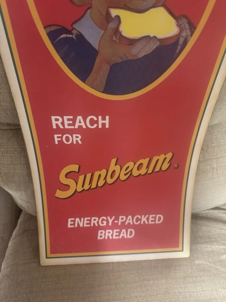 Vintage Original Sunbeam Energy Packed Bread Cardboard Ad Sign 10.5” x 24.5” - Image 3 of 4