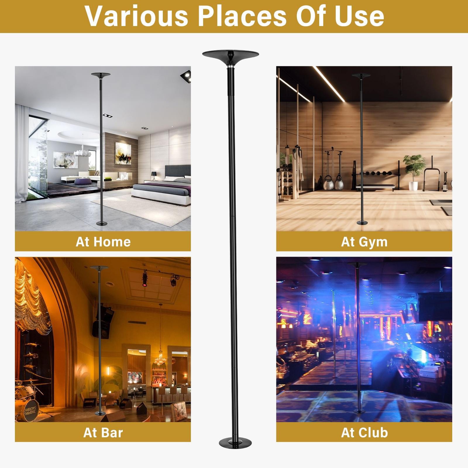 Pro Adjustable Dancing Pole 45mm Solid Removable Static Spinning Stripper Pole