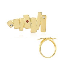 Cavill Damenring 925 Sterlingsilber Vergoldet Champagner Zirkon 0,055Ct