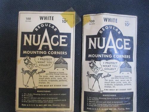 2 Vintage NuAce Regular "White" Mounting Corners Scrapbooking Crafts Photos
