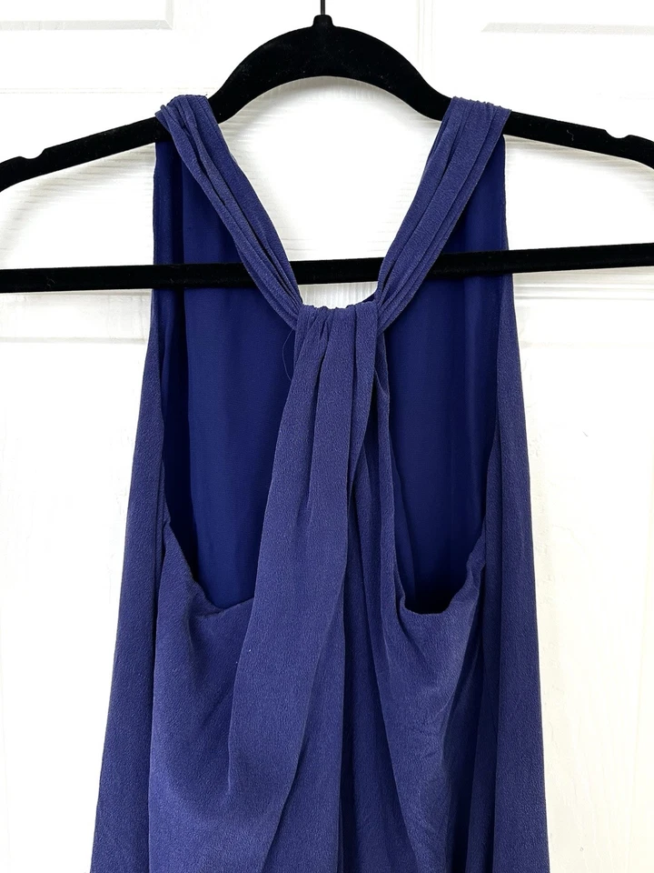 Vestido sin mangas Cynthia Rowley 100 % seda azul nudo corredor espalda para mujer talla 2 vintage” Foto 3 de 4