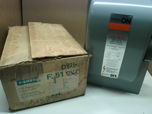 Siemens ITE F351 30A Fusible Safety Disconnect Switch 30AMP 600VAC ...