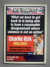Donald Trump 2024 “47“ Custom ACEO Card NY Post Charlie Kirk.  A Great Patriot