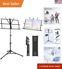 Lightweight Collapsible Music Stand with Non-Slip Tripod  Sheet Music Holder