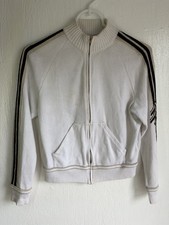Vintage St. John Sport by Marie Gray Cream Zip-Up Knit Track Jacket   Size P