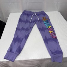 Scooby-Doo Mens Medium Jogger Sweatpants Purple Tie-Dye Keep On Snackin Graphic