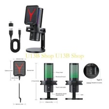 USB Microphone Noise Cancellation Condenser RGB Gaming Mic for PC Laptop Android