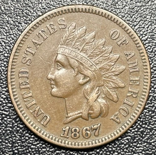 1867 Indian Head Cent Penny 1c XF+/AU Better Date