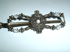 Small Lilla Rose Flexi Hair Clip Clear Crystal and Beaded Brass NWT