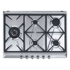 Smeg Cucina 70cm 5 Burner Gas Hob with Wok Burner - Stainless Steel SRV575GH5