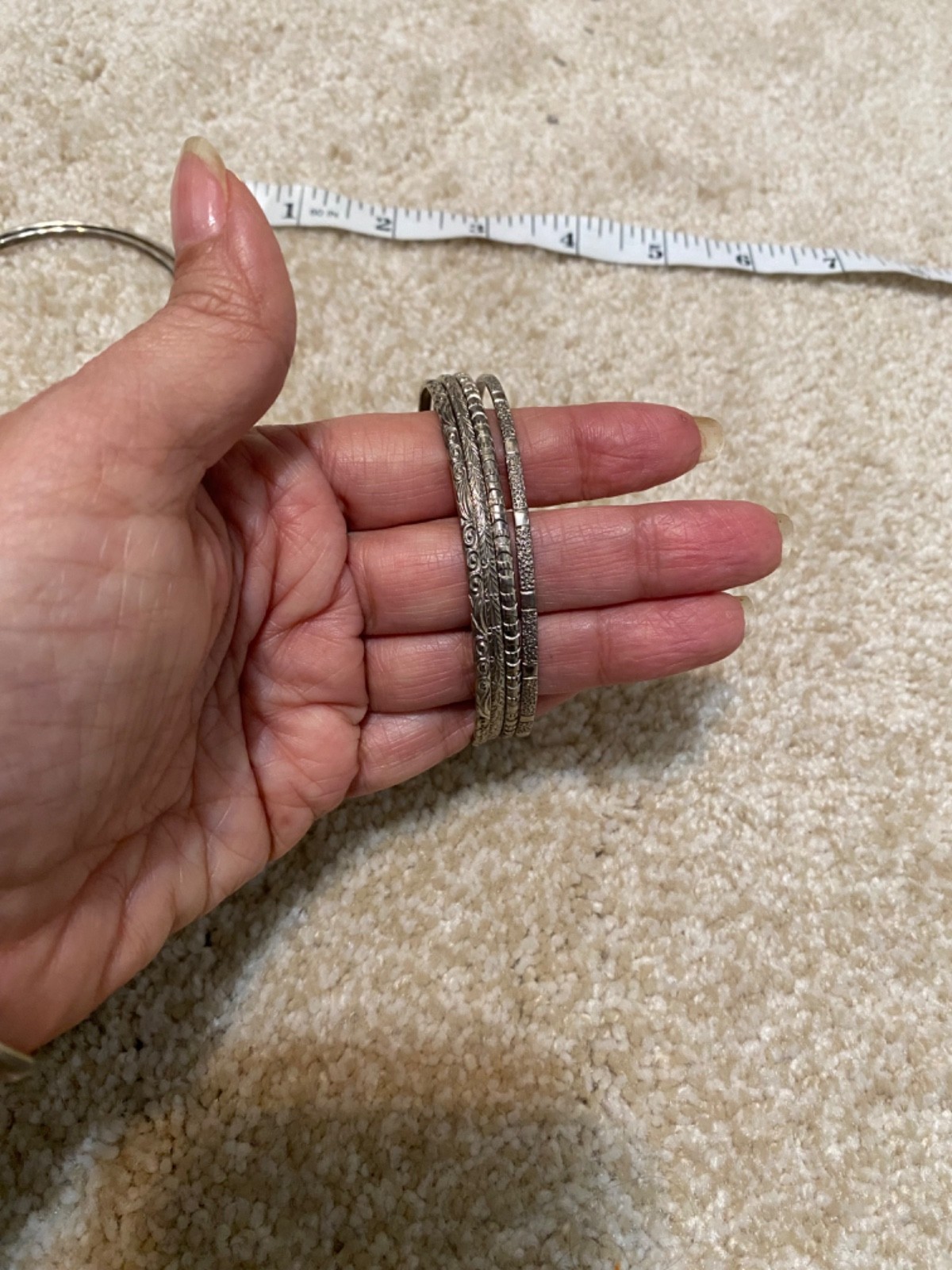 Silver Plated Stackable Bangle Bracelets, Vintage… - image 7