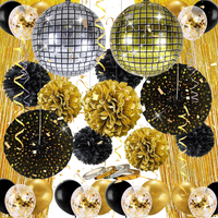 Party Dekoration Set, Geburtstag Deko，Silvester Deko，Lametta Vorhang Gold Glitze