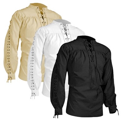 Mittelalter Hemd Herren Langarm Leinenhemd Renaissance Viktorian Steampunk Shirt