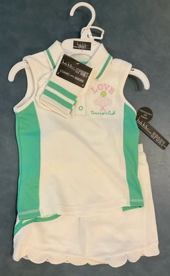 Nicole Miller SPORT 3 Piece Set Girl s Size 5 Sleeveless Polo Tennis Skort Sock