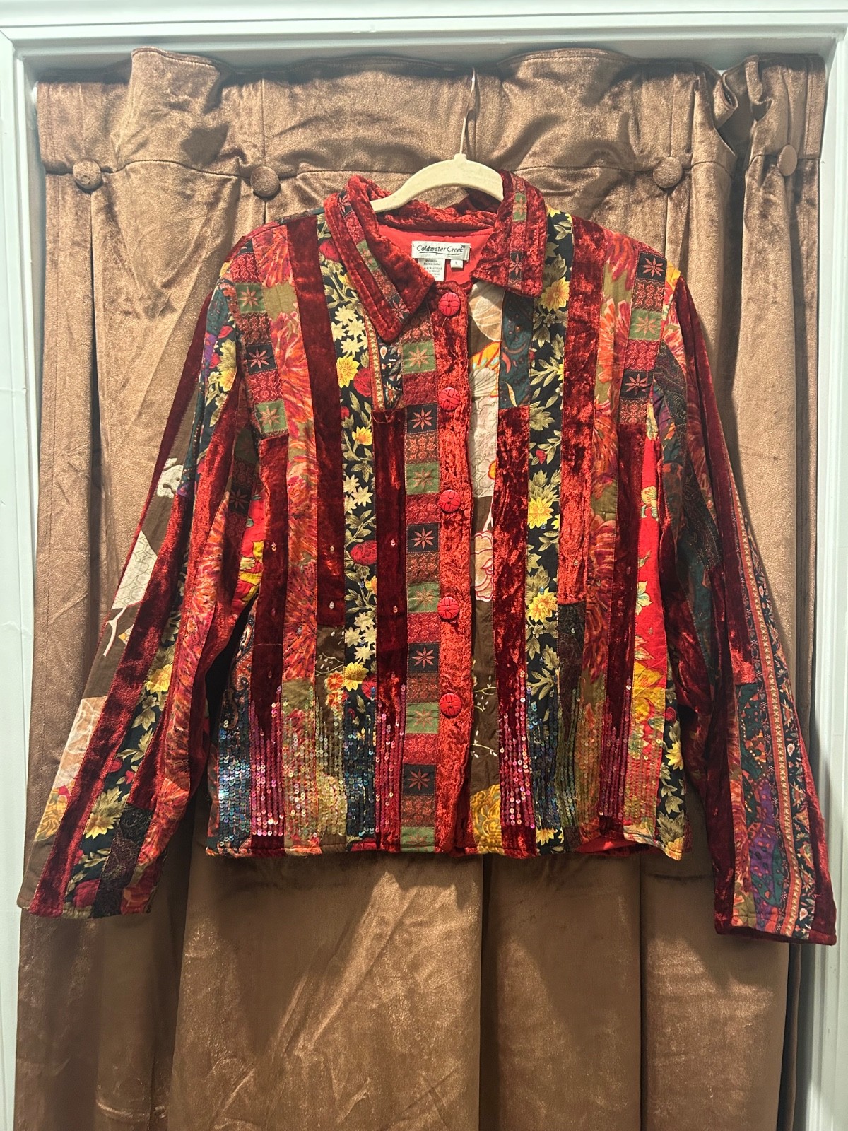 Coldwater Creek 90s Multicolor Patchwork Jacket S… - image 1