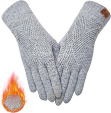 REACH STAR Winter Gloves for Women Touch Screen Elastic Thermal Light Gray