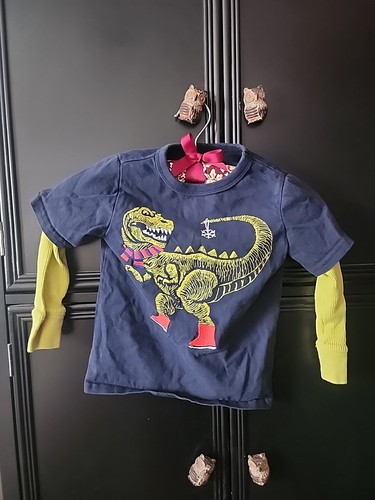 Baby Gap Navy Blue Lime Green Dinosaur Long Sleeve Tee 4 Years USED