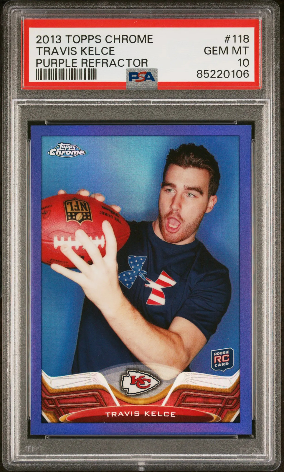 2013 Topps Chrome Travis Kelce #118 Purple Refractor 033/499 PSA 10