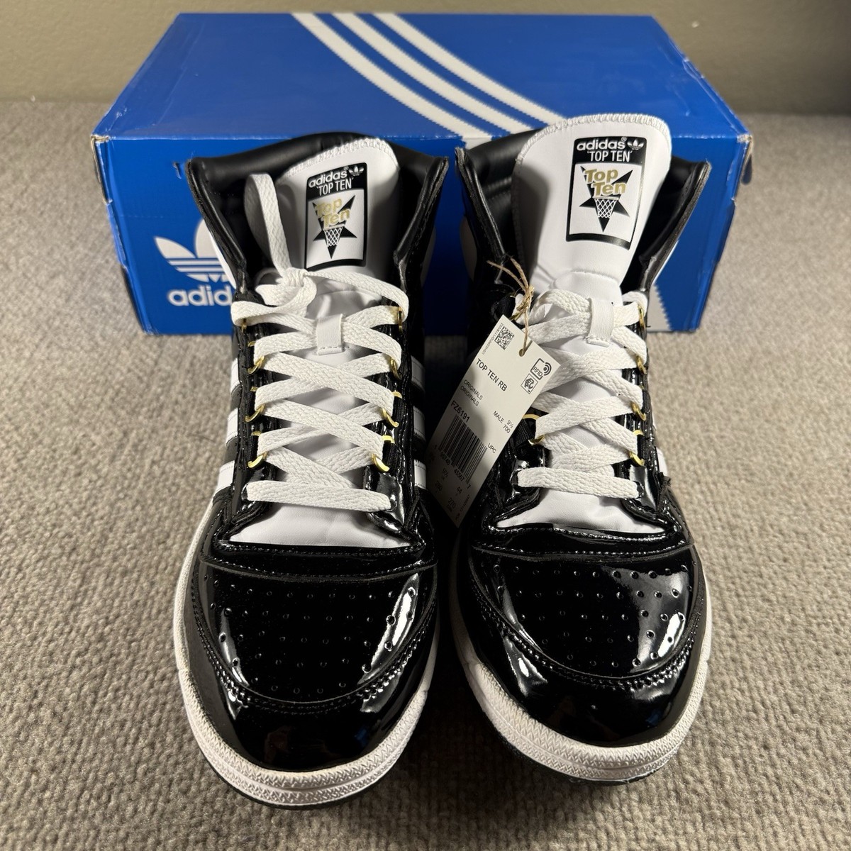 Adidas Top Ten RB Shoes Mens Size 10 Black White Patent  display picture 1