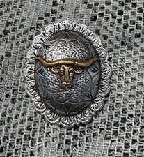 Western Reitsport Cowboy Tack (Set 7) GOLD OVAL LONGHORN 1 1/2" Concho's