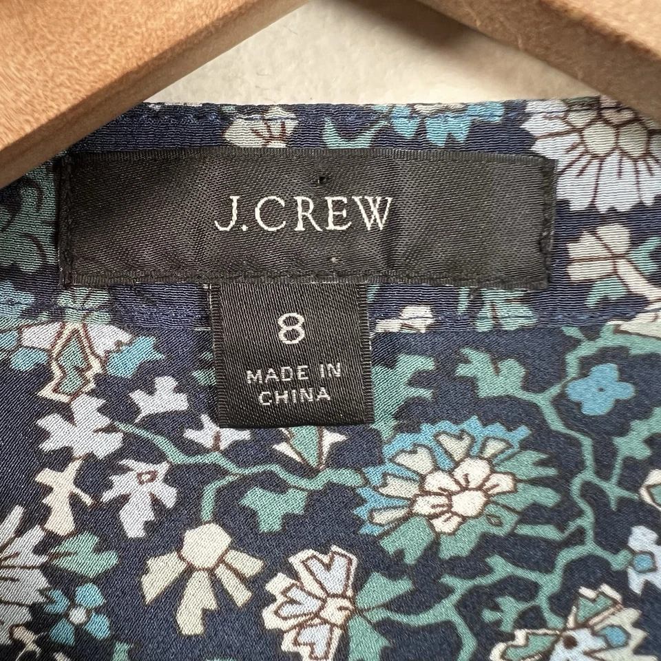 Vestido camisero J.Crew para mujer 8 100 % seda azul cachemira manga larga lazo cintura Foto 4 de 4