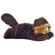 Aurora Mini Flopsie Beaver Plush Toy Soft Cuddly Brown Animal Figure 4x8 inches
