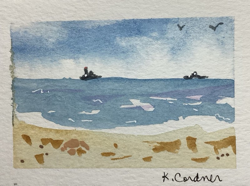 ACEO Original Painting, Beach, Landscape 2, Nature, Kimberly Cordner