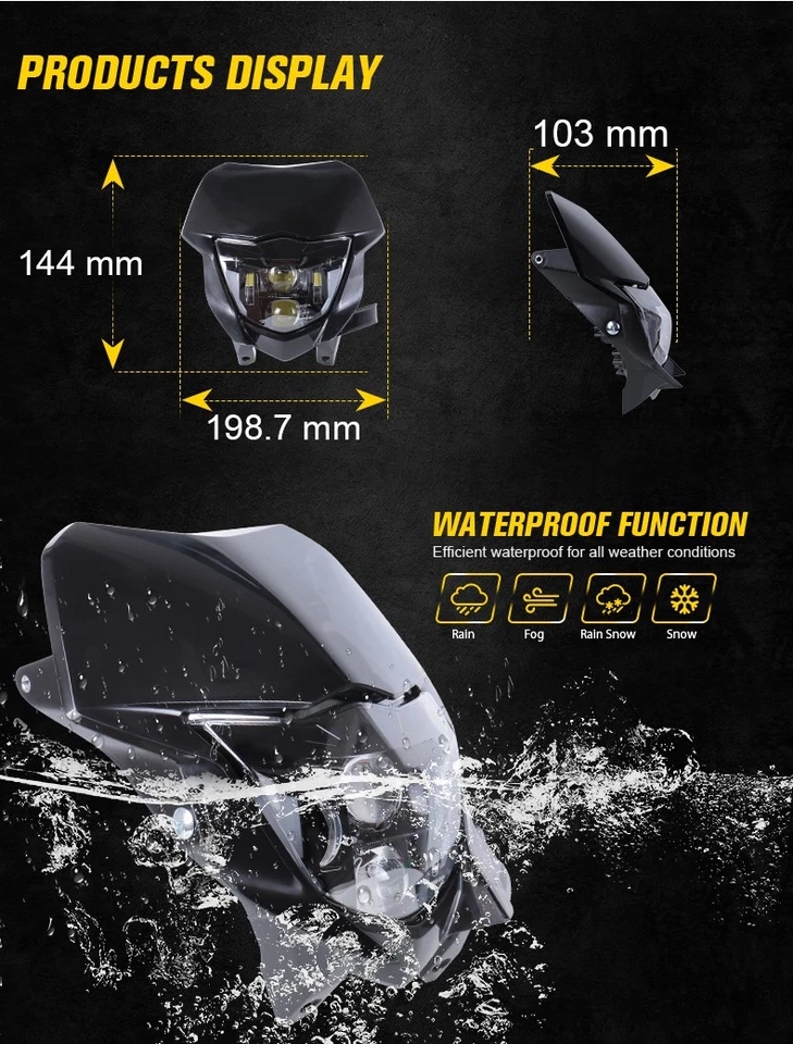 Faro LED alto/bajo DRL para moto de cross Yamaha WR450F WR250F 2007-2018 2019-2024 Foto 3 de 4