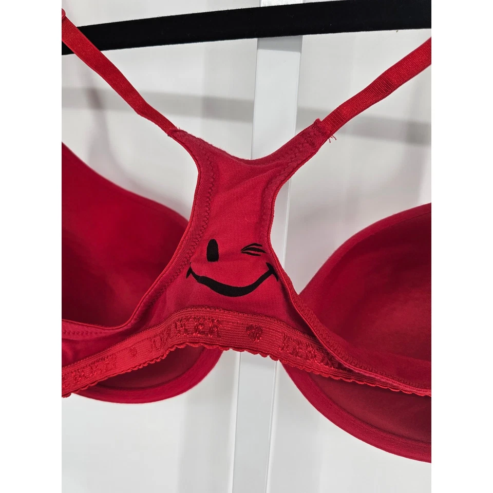 Camiseta sujetador vintage Y2K Joe Boxer para mujer talla 36C cierre frontal rojo negro Foto 4 de 4