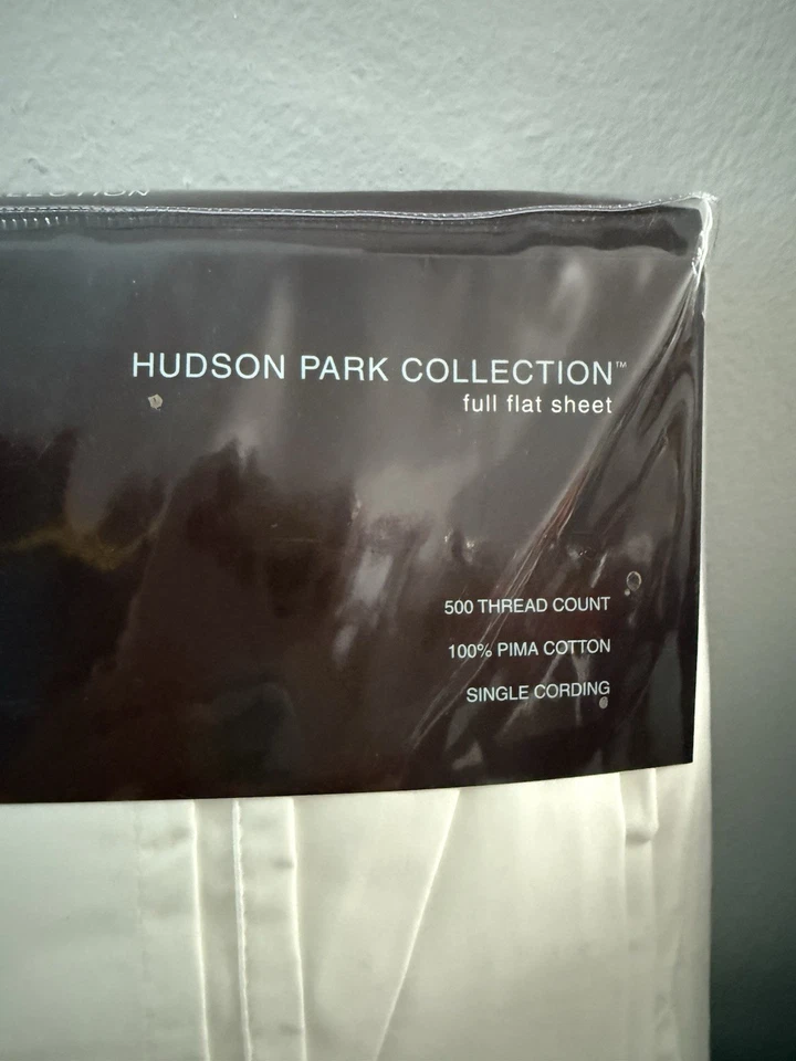 HUDSON PARK COLLECTION 500 Hilos Algodón Pima COMPLETO Sábana Plana en Marfil Foto 2 de 4