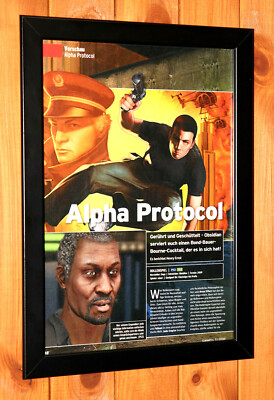 Alpha Protocol Video game Xbox 360 PS3 SEGA Rare Small Poster / Ad Page Framed 