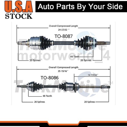 2 Front CV Axle CV Joints Shaft Fits Toyota Celica FWD 1.8L 2001 2000