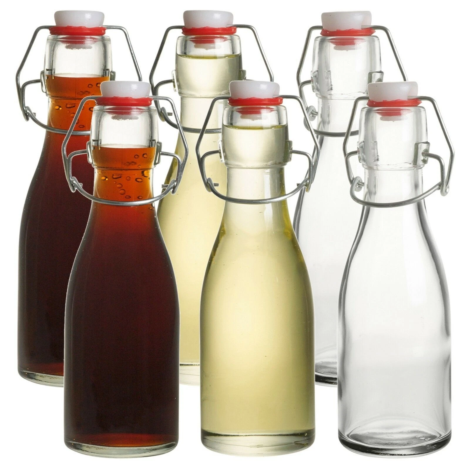 6Pc Flip Top Glass Bottle Swing Top Oil Water Bottles with Lid 150ML Beer Bottle