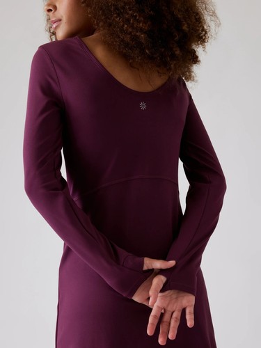 New Athleta Girl L/12 Chit Chat Long Sleeve Dress Size Large Aubergine - Picture 3 of 7
