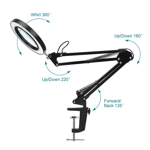 Lupe mit Licht und Ständer 10X, 2-in-1 stufenlos dimmbare LED-Schreibtischlampe - Bild 7 von 11