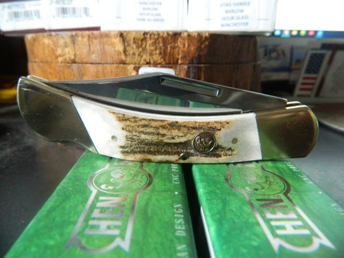 HEN & ROOSTER 4 1/4" POCKET KNIFE STAG HANDLE LOCKING FOLDER 1095 ROSTFREI BLADE - Picture 3 of 18