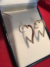 Sterling Silver Cubic Zirconia Open Heart Shaped Stud Earrings Gift Box