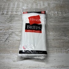 NEW SEALED PKG 2000 HANES 3 PK WHITE SIZE 44 100 COTTON BRIEFS