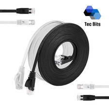 RJ45 Flat CAT6 Network Ethernet Cable Copper Patch Lead Lot Connector LAN UTP 